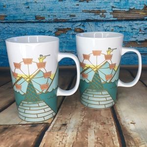 Set of 2 Starbucks 2015 Ferris Wheel Lighthouse Mug with Mermaid & Sailor 16oz